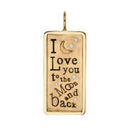 HEATHER B MOORE 14K Yellow Gold and Diamonds To the Moon & Back ID Tag